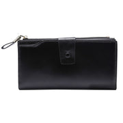 8236 Antimagnetic RFID Multi-function Oil Wax Leather Lady Wallet Large-capacity Purse (Black)