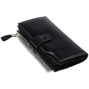 8236 Antimagnetic RFID Multi-function Oil Wax Leather Lady Wallet Large-capacity Purse (Black)