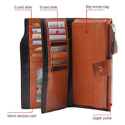 8236 Antimagnetic RFID Multi-function Oil Wax Leather Lady Wallet Large-capacity Purse (Black)