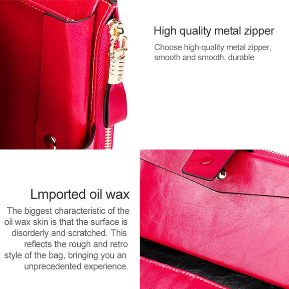 8236 Antimagnetic RFID Multi-function Oil Wax Leather Lady Wallet Large-capacity Purse (Black)