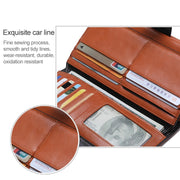 8236 Antimagnetic RFID Multi-function Oil Wax Leather Lady Wallet Large-capacity Purse (Black)