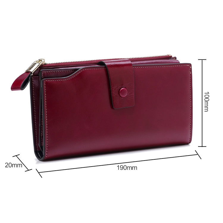 8236 Antimagnetic RFID Multi-function Oil Wax Leather Lady Wallet Large-capacity Purse (Purple)