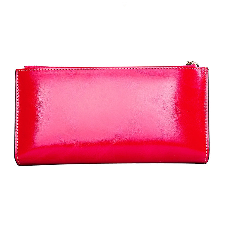 8236 Antimagnetic RFID Multi-function Oil Wax Leather Lady Wallet Large-capacity Purse (Rose Red) - free shipping - PMC TechLife - Order now!