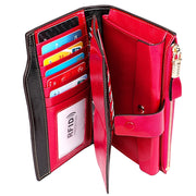 8236 Antimagnetic RFID Multi-function Oil Wax Leather Lady Wallet Large-capacity Purse (Rose Red)