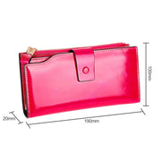 8236 Antimagnetic RFID Multi-function Oil Wax Leather Lady Wallet Large-capacity Purse (Rose Red)