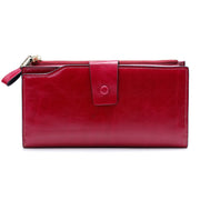 8236 Antimagnetic RFID Multi-function Oil Wax Leather Lady Wallet Large-capacity Purse (Red)