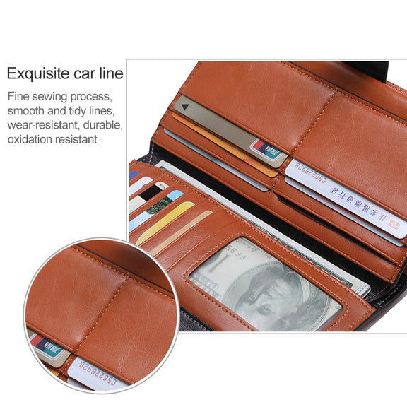 8236 Antimagnetic RFID Multi-function Oil Wax Leather Lady Wallet Large-capacity Purse (Red)