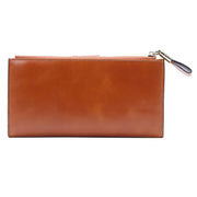 8236 Antimagnetic RFID Multi-function Oil Wax Leather Lady Wallet Large-capacity Purse (Yellow)