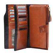 8236 Antimagnetic RFID Multi-function Oil Wax Leather Lady Wallet Large-capacity Purse (Yellow)