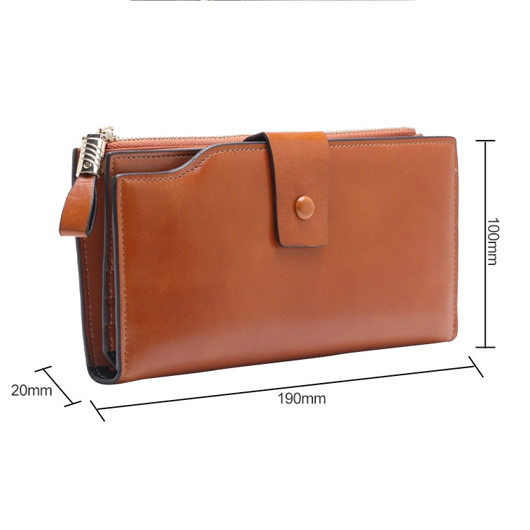 8236 Antimagnetic RFID Multi-function Oil Wax Leather Lady Wallet Large-capacity Purse (Yellow)