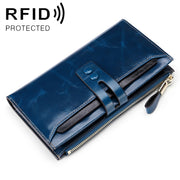 8239 Antimagnetic RFID Multi-function Leather Lady Wallet Large-capacity Purse with Detachable Card Holder(Blue)