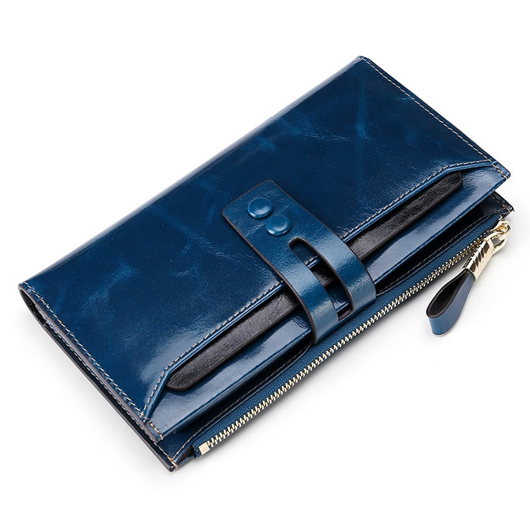 8239 Antimagnetic RFID Multi-function Leather Lady Wallet Large-capacity Purse with Detachable Card Holder(Blue)