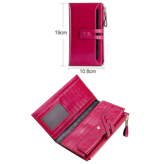 8239 Antimagnetic RFID Multi-function Leather Lady Wallet Large-capacity Purse with Detachable Card Holder(Blue)