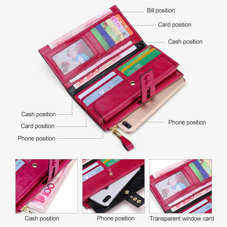 8239 Antimagnetic RFID Multi-function Leather Lady Wallet Large-capacity Purse with Detachable Card Holder(Blue)