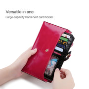 8239 Antimagnetic RFID Multi-function Leather Lady Wallet Large-capacity Purse with Detachable Card Holder(Blue)