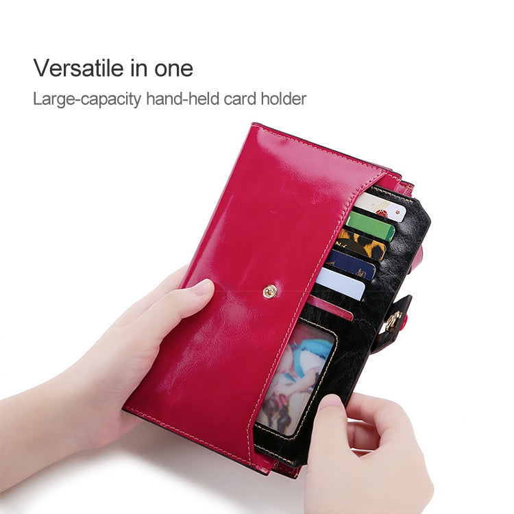 8239 Antimagnetic RFID Multi-function Leather Lady Wallet Large-capacity Purse with Detachable Card Holder(Blue)