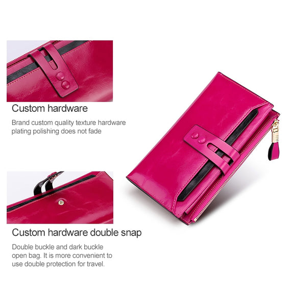 8239 Antimagnetic RFID Multi-function Leather Lady Wallet Large-capacity Purse with Detachable Card Holder(Blue)