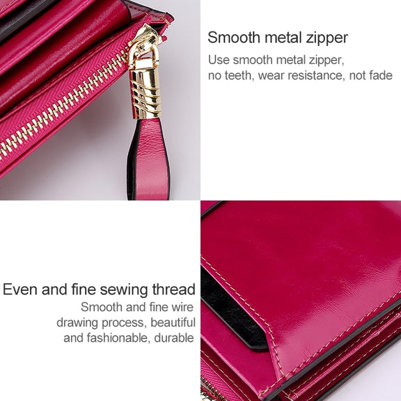 8239 Antimagnetic RFID Multi-function Leather Lady Wallet Large-capacity Purse with Detachable Card Holder(Blue)