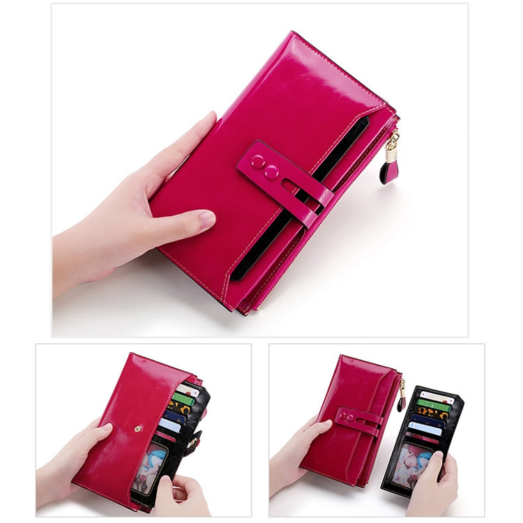 8239 Antimagnetic RFID Multi-function Leather Lady Wallet Large-capacity Purse with Detachable Card Holder(Blue)