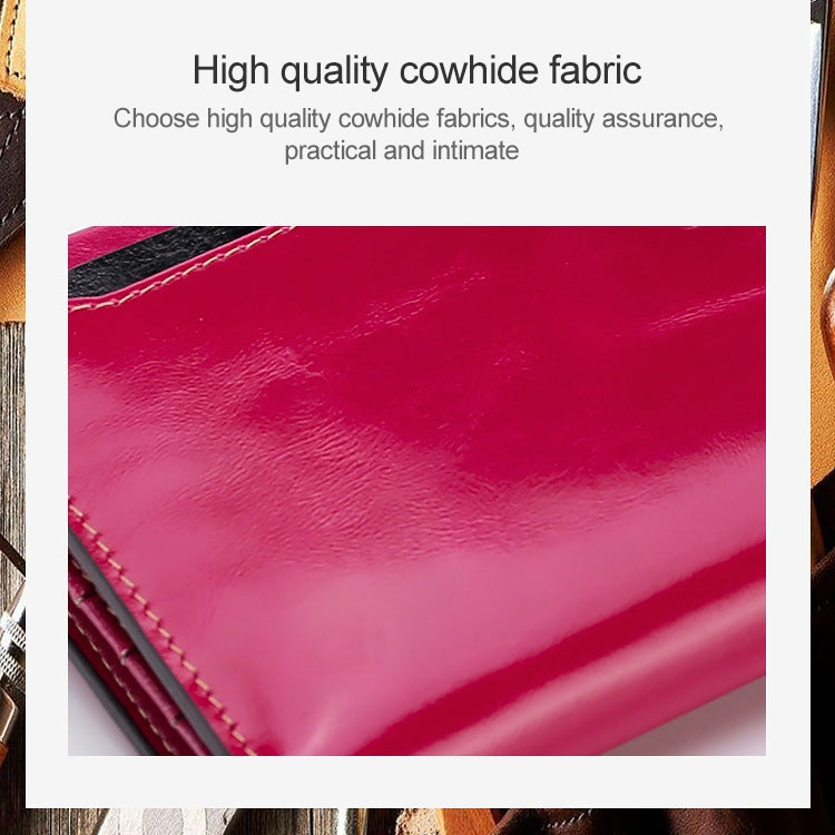 8239 Antimagnetic RFID Multi-function Leather Lady Wallet Large-capacity Purse with Detachable Card Holder(Rose Red)