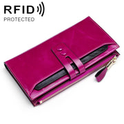 8239 Antimagnetic RFID Multi-function Leather Lady Wallet Large-capacity Purse with Detachable Card Holder (Rose Purple)