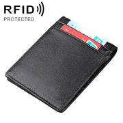9037 Antimagnetic RFID Crazy Horse Texture Leather Wallet Billfold for Men and Women(Black)