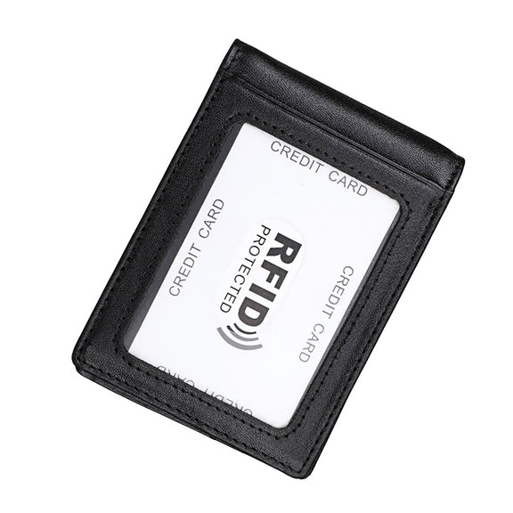 9037 Antimagnetic RFID Crazy Horse Texture Leather Wallet Billfold for Men and Women(Black)