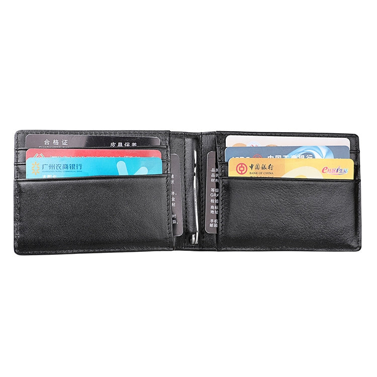9037 Antimagnetic RFID Crazy Horse Texture Leather Wallet Billfold for Men and Women(Black)