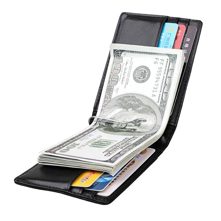 9037 Antimagnetic RFID Crazy Horse Texture Leather Wallet Billfold for Men and Women(Black)