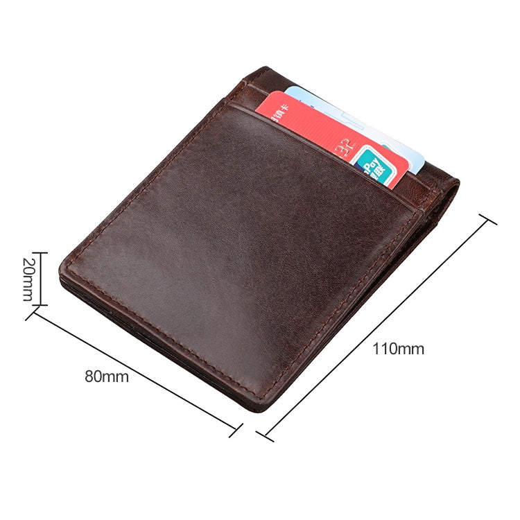 9037 Antimagnetic RFID Crazy Horse Texture Leather Wallet Billfold for Men and Women(Coffee)
