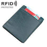 9037 Antimagnetic RFID Crazy Horse Texture Leather Wallet Billfold for Men and Women(Blue)