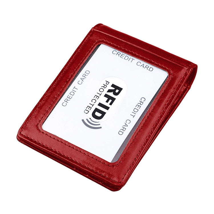 9037 Antimagnetic RFID Crazy Horse Texture Leather Wallet Billfold for Men and Women(Red)