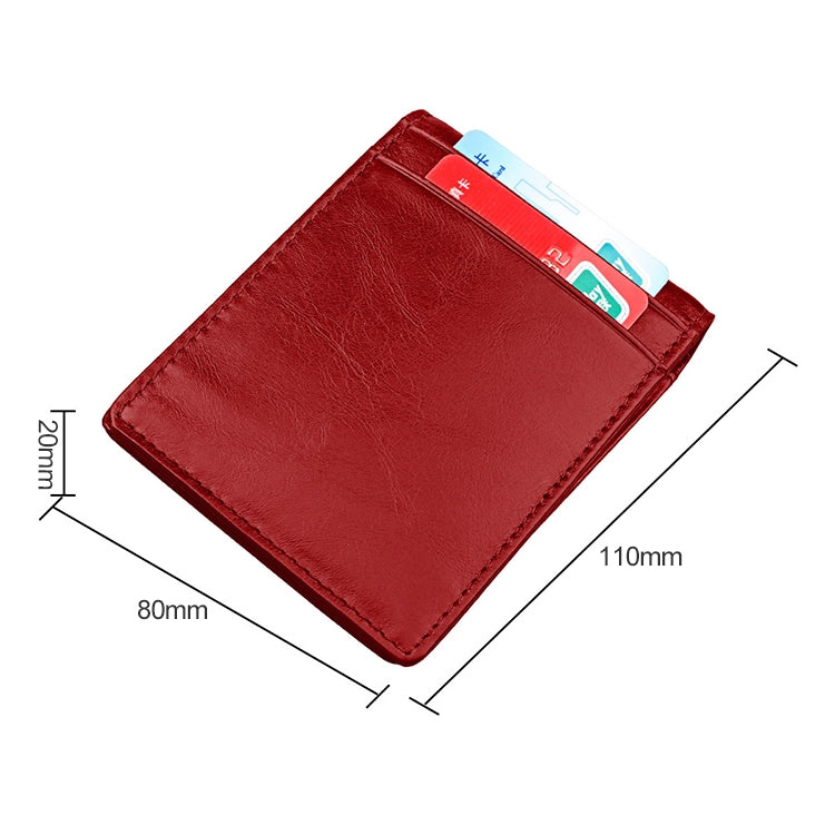 9037 Antimagnetic RFID Crazy Horse Texture Leather Wallet Billfold for Men and Women(Red)