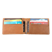 9037 Antimagnetic RFID Crazy Horse Texture Leather Wallet Billfold for Men and Women(Yellowish-brown)