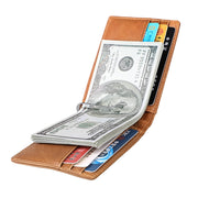 9037 Antimagnetic RFID Crazy Horse Texture Leather Wallet Billfold for Men and Women(Yellowish-brown)