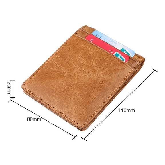 9037 Antimagnetic RFID Crazy Horse Texture Leather Wallet Billfold for Men and Women(Yellowish-brown)