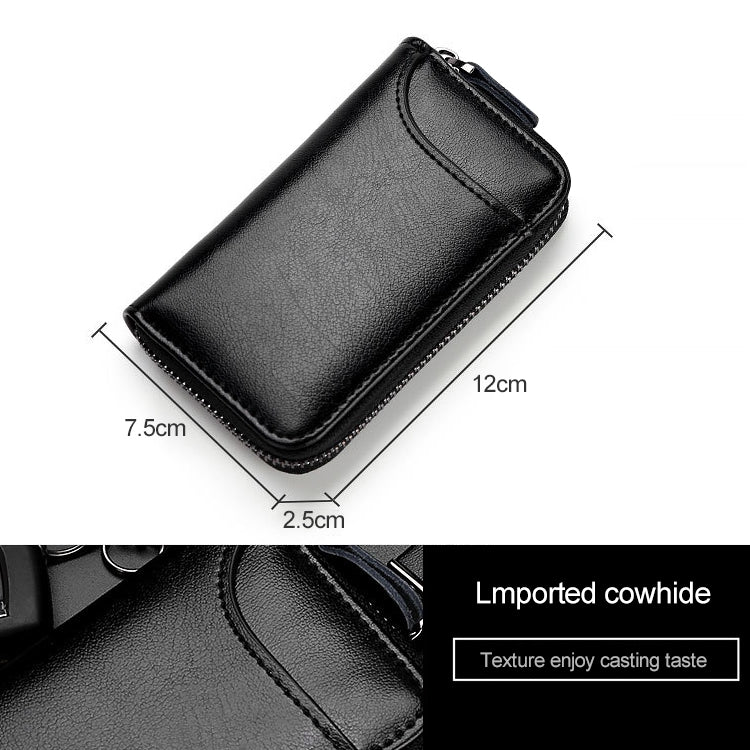 9106 Large-capacity Zipper Leather Keys Holder Bag Multi-function Wallet(Black) - free shipping - PMC TechLife - Order now!