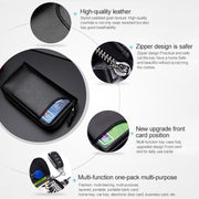 9106 Large-capacity Zipper Leather Keys Holder Bag Multi-function Wallet(Black)