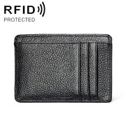KB37 Antimagnetic RFID Litchi Texture Leather Card Holder Wallet Billfold for Men and Women (Black)