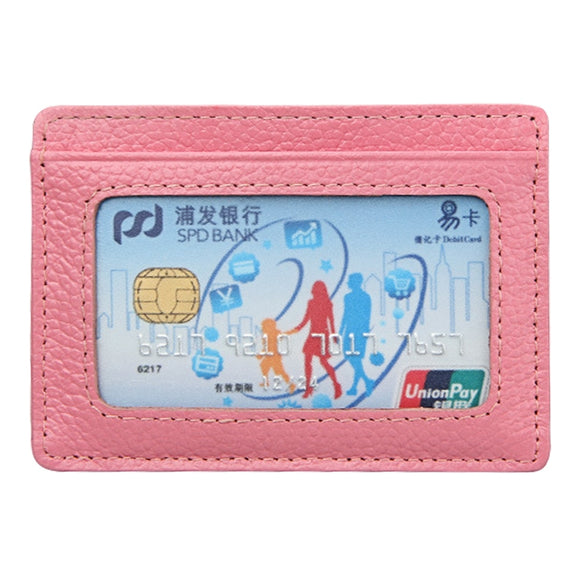 KB37 Antimagnetic RFID Litchi Texture Leather Card Holder Wallet Billfold for Men and Women (Pink)