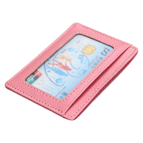 KB37 Antimagnetic RFID Litchi Texture Leather Card Holder Wallet Billfold for Men and Women (Pink)