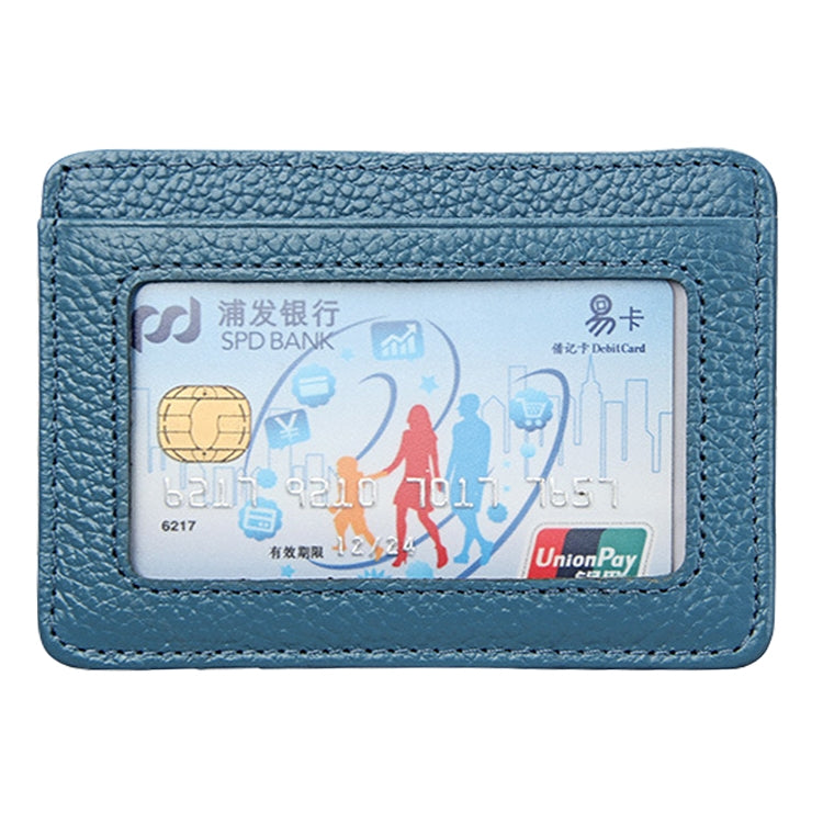 KB37 Antimagnetic RFID Litchi Texture Leather Card Holder Wallet Billfold for Men and Women (Lake Blue)