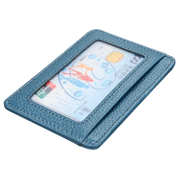 KB37 Antimagnetic RFID Litchi Texture Leather Card Holder Wallet Billfold for Men and Women (Lake Blue)