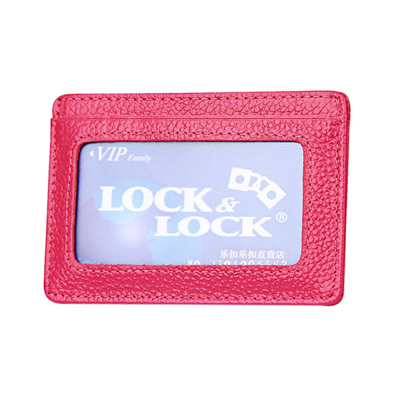 KB37 Antimagnetic RFID Litchi Texture Leather Card Holder Wallet Billfold for Men and Women (Rose Red)