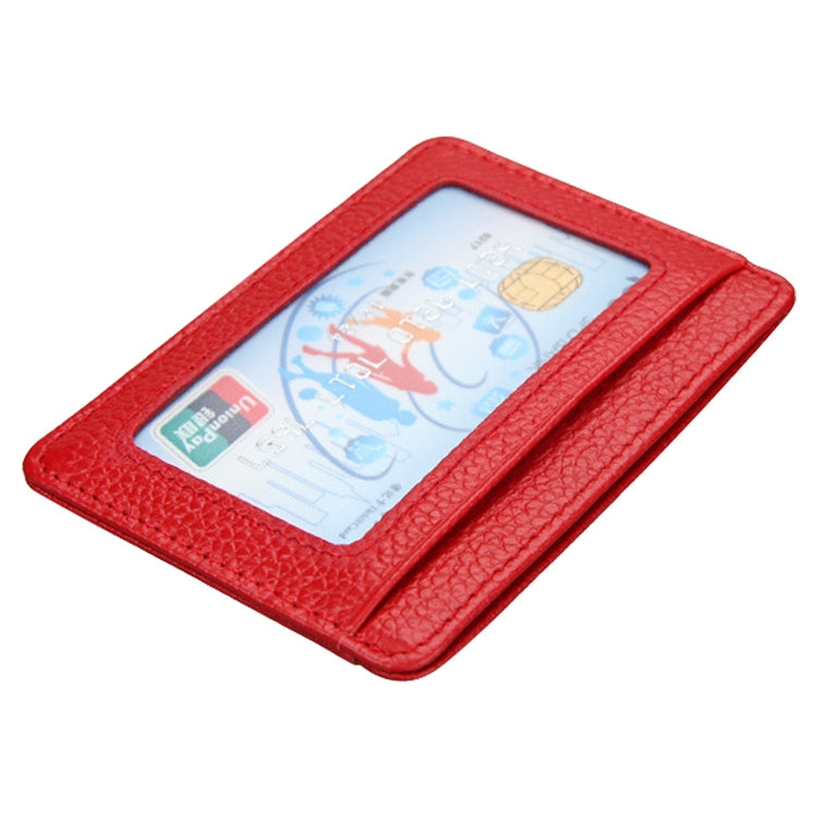 KB37 Antimagnetic RFID Litchi Texture Leather Card Holder Wallet Billfold for Men and Women (Red)