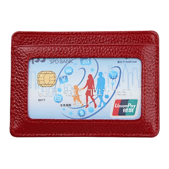 KB37 Antimagnetic RFID Litchi Texture Leather Card Holder Wallet Billfold for Men and Women (Purplish Red)