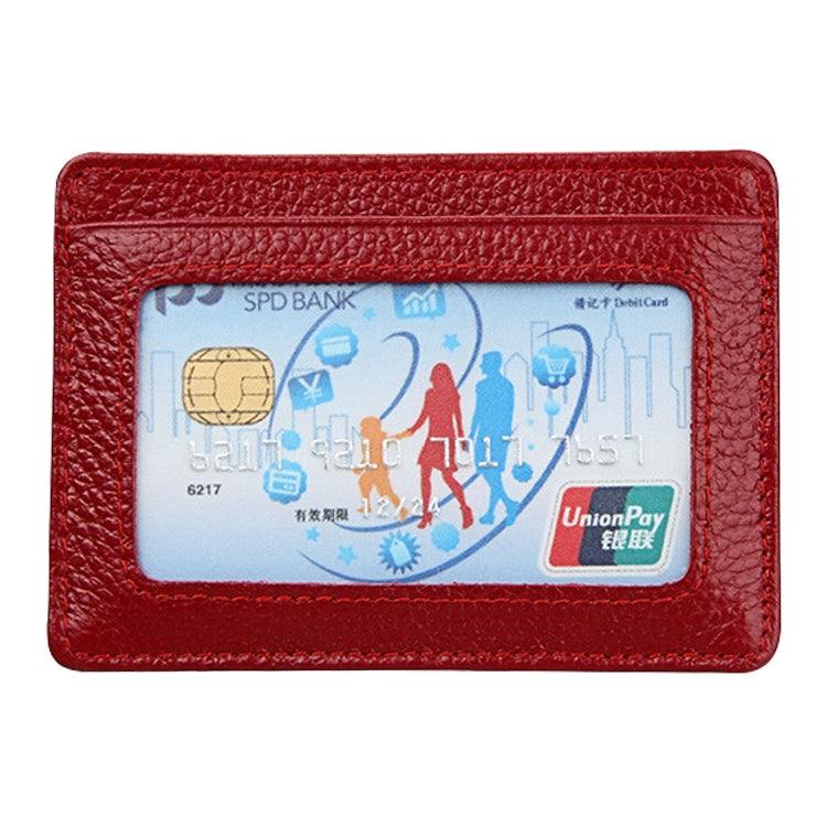 KB37 Antimagnetic RFID Litchi Texture Leather Card Holder Wallet Billfold for Men and Women (Purplish Red)