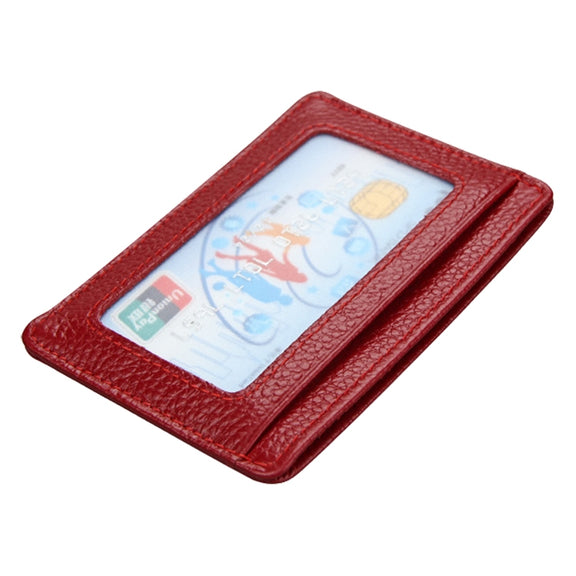 KB37 Antimagnetic RFID Litchi Texture Leather Card Holder Wallet Billfold for Men and Women (Purplish Red)