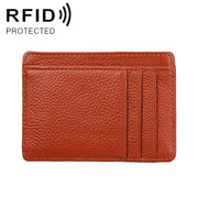 KB37 Antimagnetic RFID Litchi Texture Leather Card Holder Wallet Billfold for Men and Women (Brown)