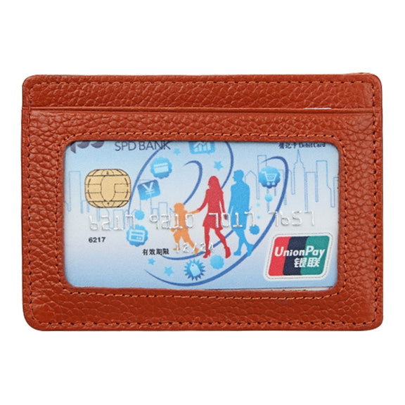 KB37 Antimagnetic RFID Litchi Texture Leather Card Holder Wallet Billfold for Men and Women (Brown)